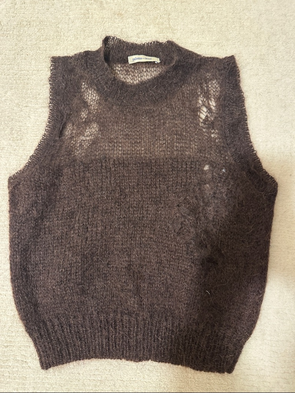 Paloma wool Brown Fluffy Mohair Blend Sleeveless Sweater Vest